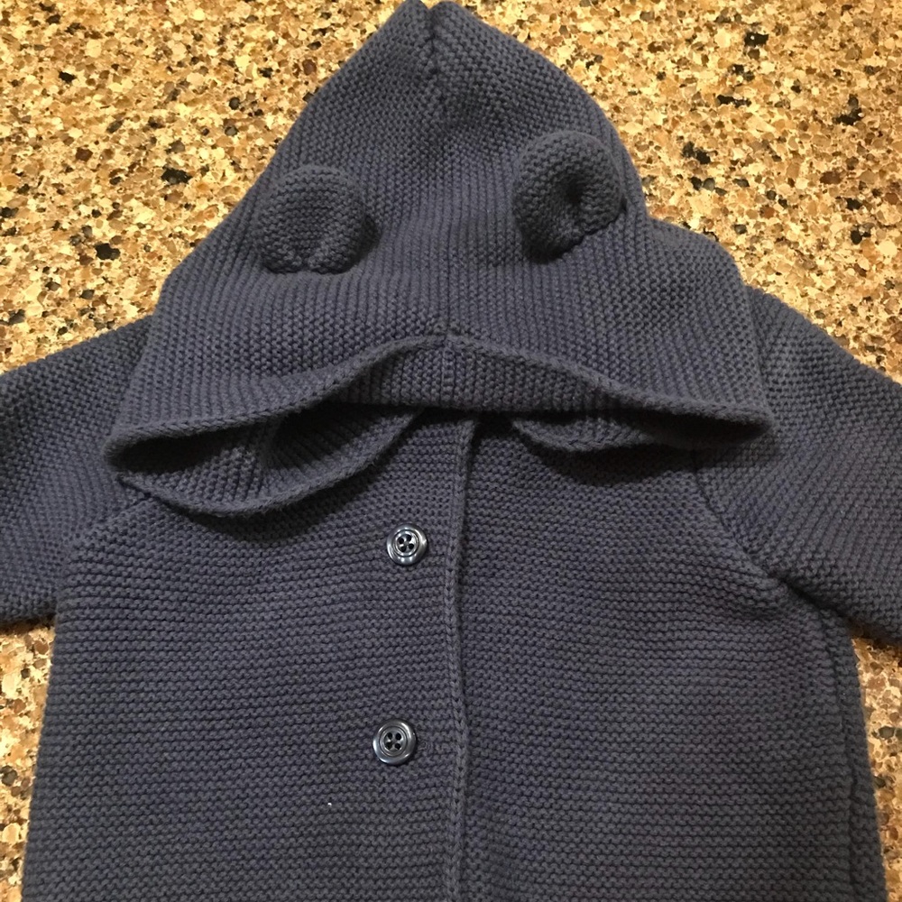 GAP 6-12 month Bear Hoodie Sweater Navy